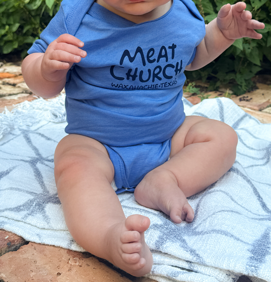 Meat Church Baby Blue Onesie